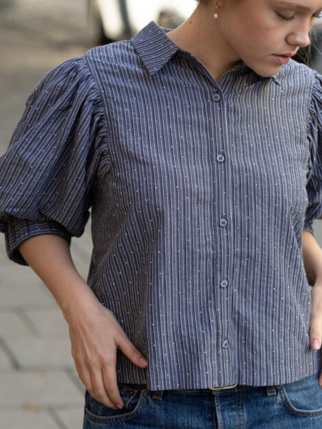 ETTA STRIPE B SHIRT DARK GREY