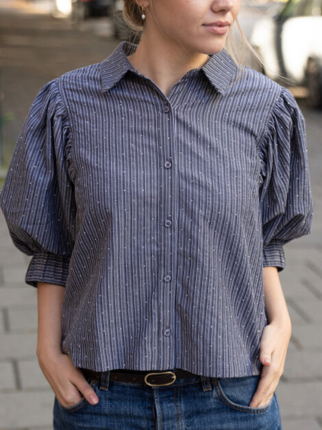 ETTA STRIPE B SHIRT DARK GREY