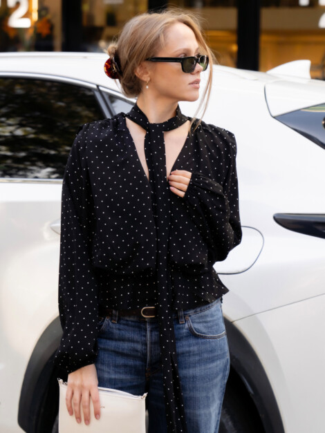 ETTALIE DOT BLOUSE BLACK
