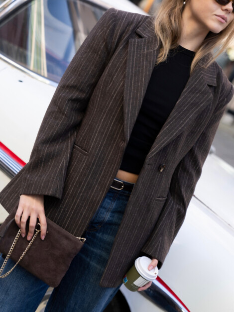 BOWIE STRIPE BLAZER BROWN