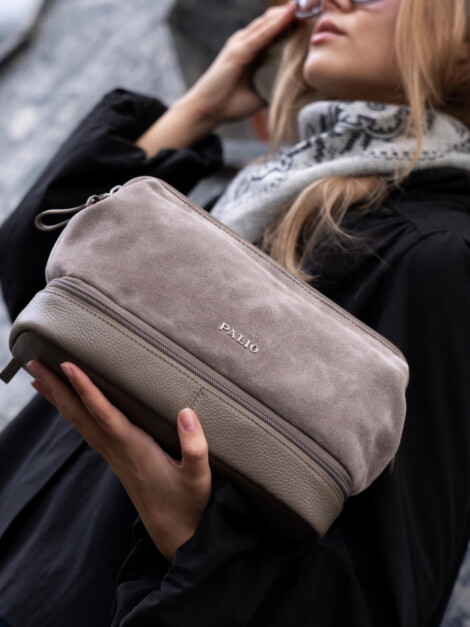 JADE BEAUTYBAG SUEDE TAUPE