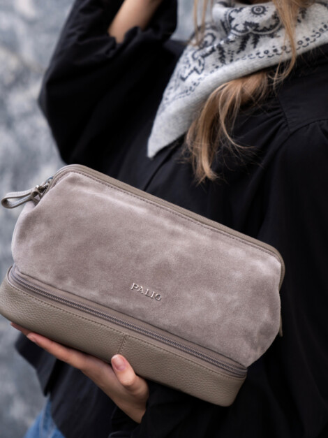 JADE BEAUTYBAG SUEDE TAUPE