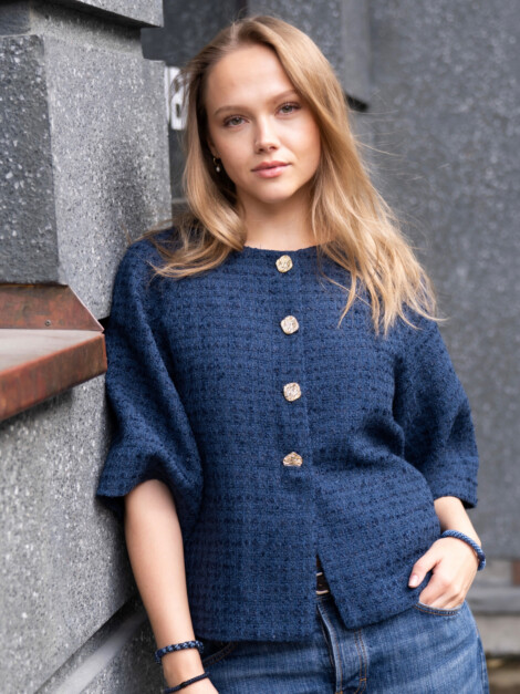 ROSELLA BOUCLE MINI JACKET NAVY