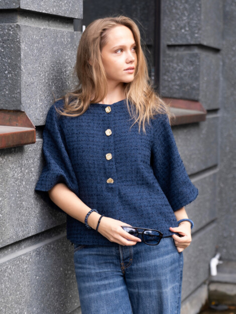 ROSELLA BOUCLE MINI JACKET NAVY