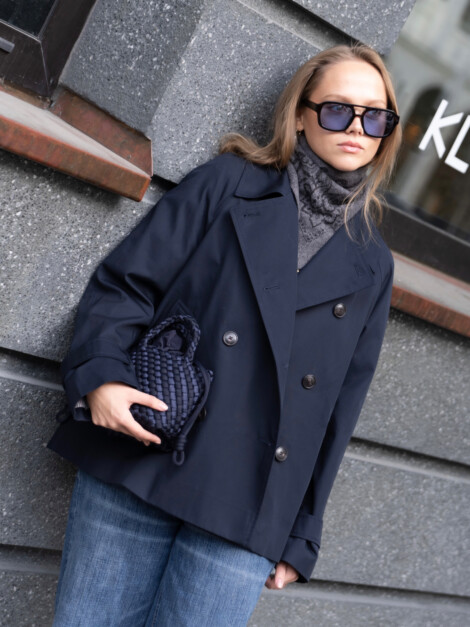 COTTON REG SHORT TRENCH COAT DESERT SKY