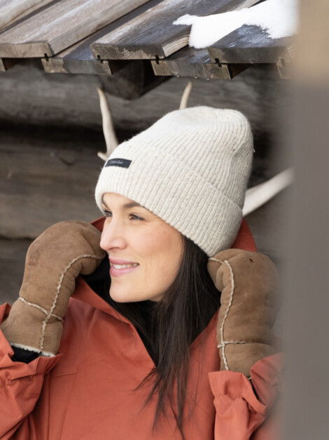 WOOL MELANGE BEANIE EGRET