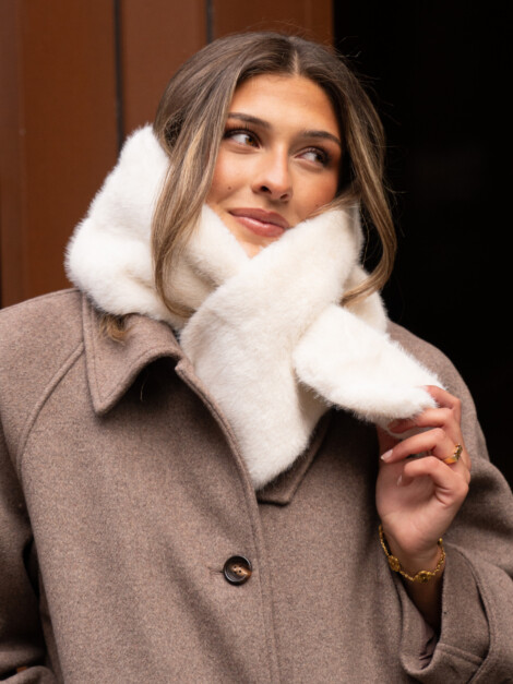 FAUX FUR MINK SCARF OFF WHITE