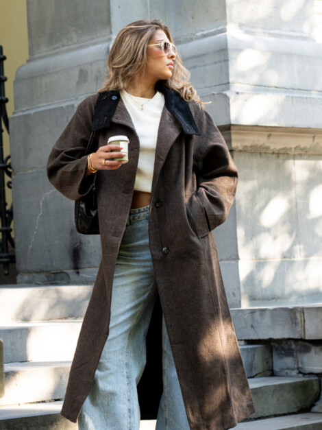 MARCEL MINI CHECK COAT BROWN