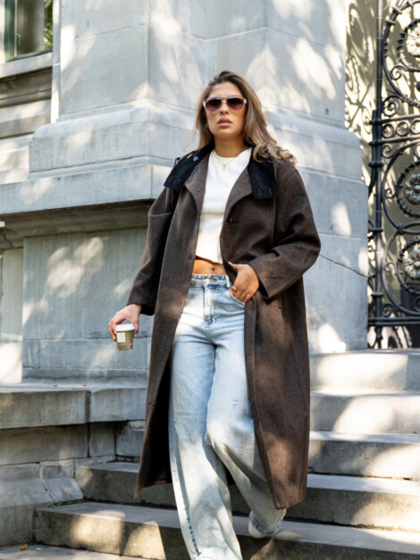 MARCEL MINI CHECK COAT BROWN