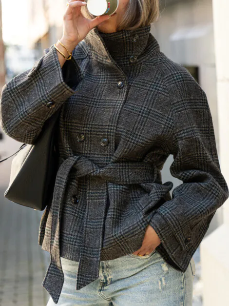 MUNET CHECK JACKET DARK GREY