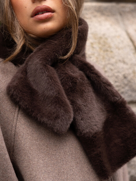 FAUX FUR MINK SCARF CHOCOLATE BROWN