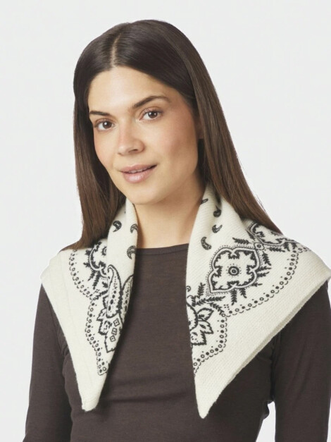 ADELINA PAISLEY KNIT SCARF OFF WHITE