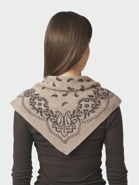 ADELINA PAISLEY KNIT SCARF BEIGE MELANGE