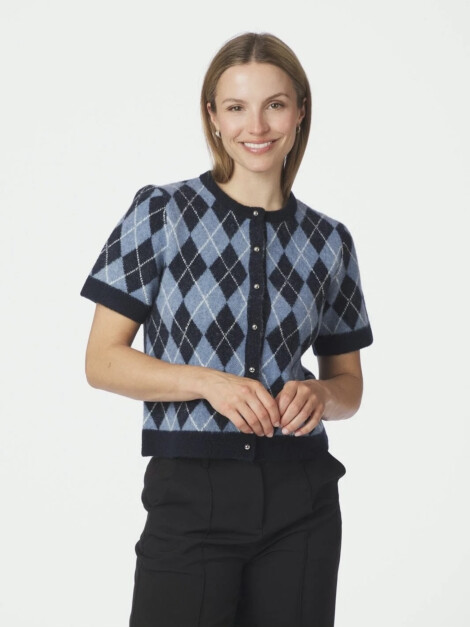 ALLESTAR CHECK KNIT CARDIGAN NAVY