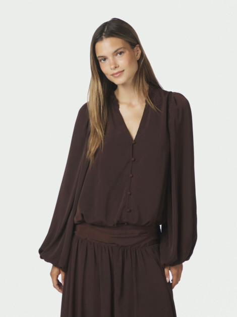VIVETTE WOVEN BLOUSE DARK BROWN