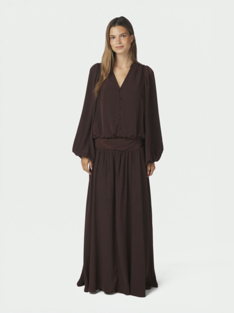 MORIEN WOVEN MAXI SKIRT DARK BROWN