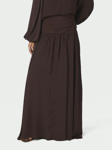 MORIEN WOVEN MAXI SKIRT DARK BROWN
