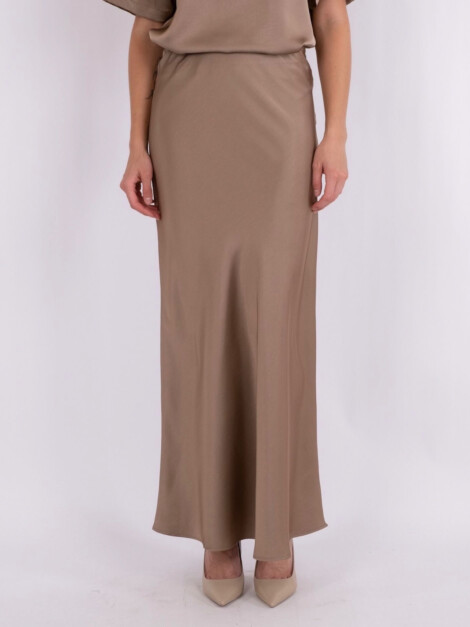 VICKY HEAVY SATEEN SKIRT DARK TAUPE