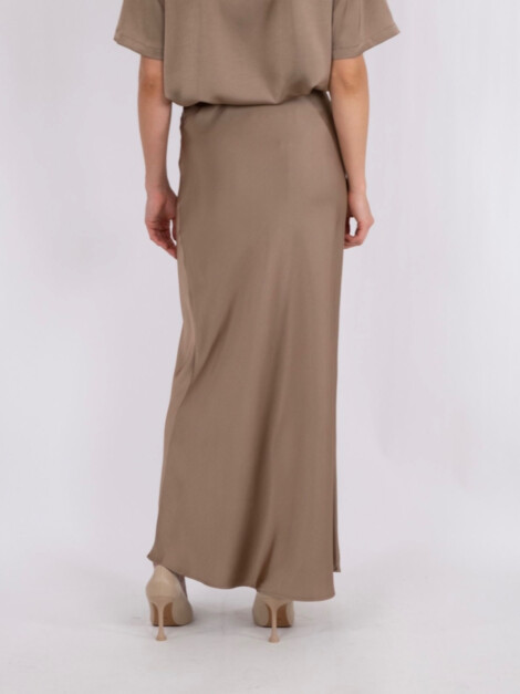 VICKY HEAVY SATEEN SKIRT DARK TAUPE