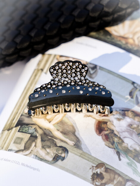 CRYSTAL HAIR CLAW LARGE BLACK