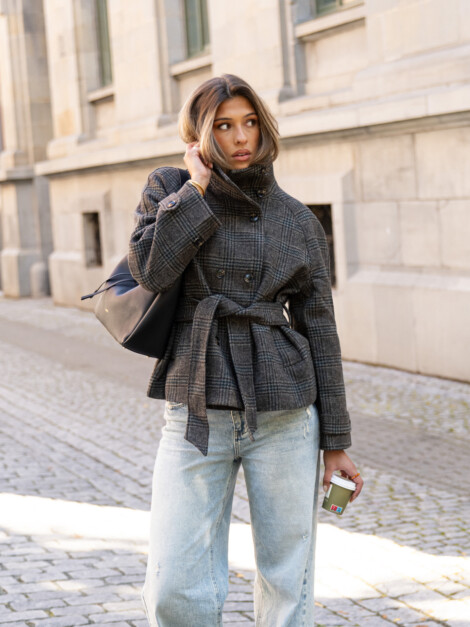MUNET CHECK JACKET DARK GREY