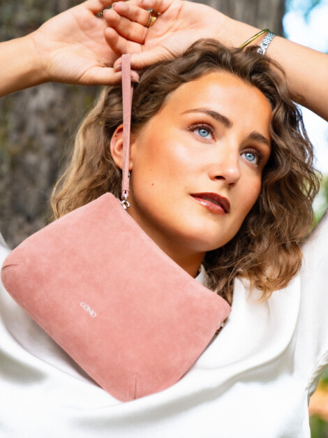 FASANO CLUTCH SUEDE DUSTY PINK