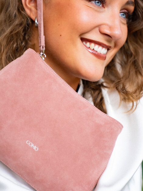 FASANO CLUTCH SUEDE DUSTY PINK