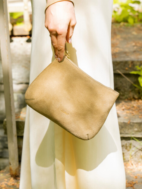 FASANO CLUTCH SUEDE CAMEL
