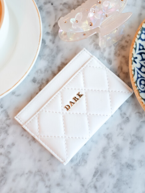 LEATHER QUILTED CARDHOLDER OFF WHITE