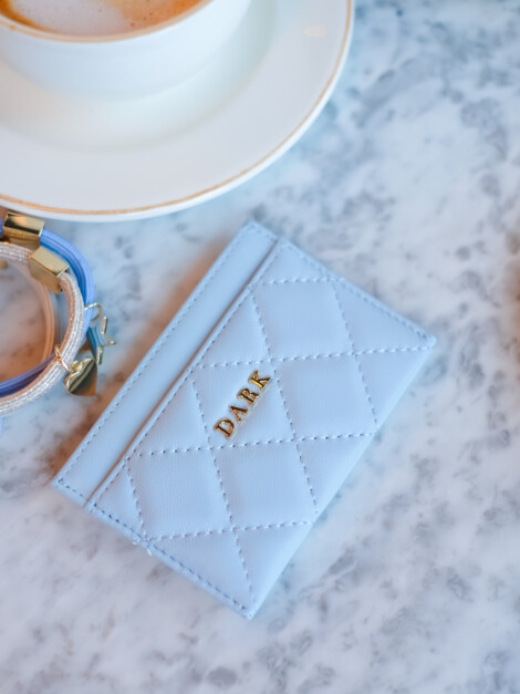 LEATHER QUILTED CARDHOLDER IBIZA BLUE