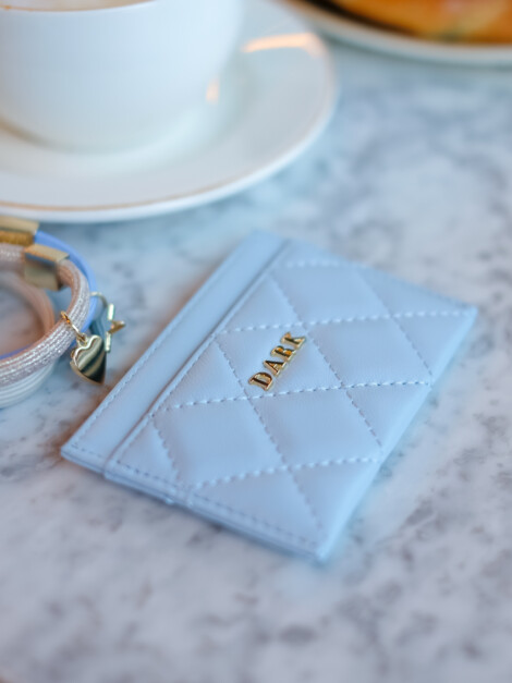 LEATHER QUILTED CARDHOLDER IBIZA BLUE