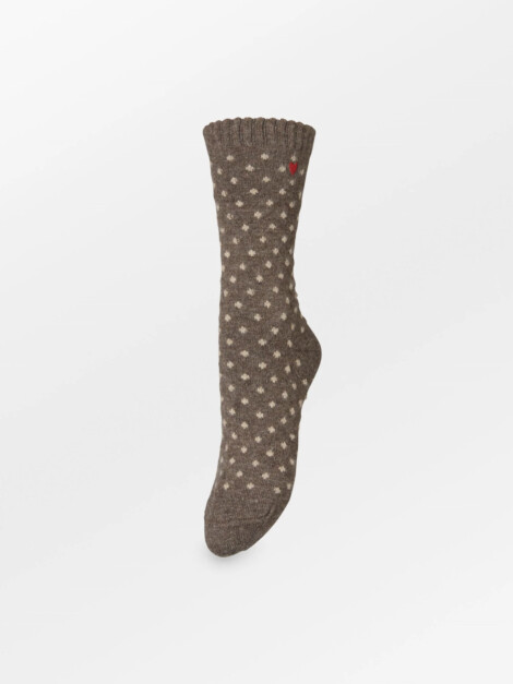 DOTTED WOLA SOCK HOT FUDGE BROWN
