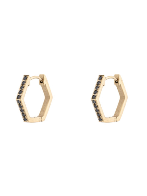 HEXAGON CRYSTAL HOOPS BLACK