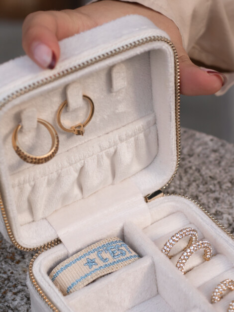 VELVET JEWELLERY BOX MINI SAND