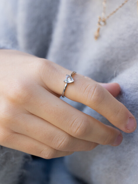 HEART CRYSTAL RING SILVER