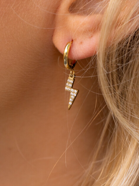 LIGHTNING HOOP W/CRYSTALS GOLD