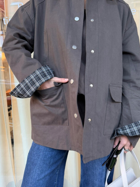 ALMA CHECK JACKET MOCCA