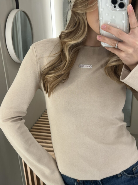 PLACED INST LS SWEATER TOP HUMUS