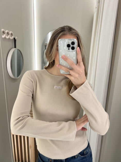PLACED INST LS SWEATER TOP HUMUS