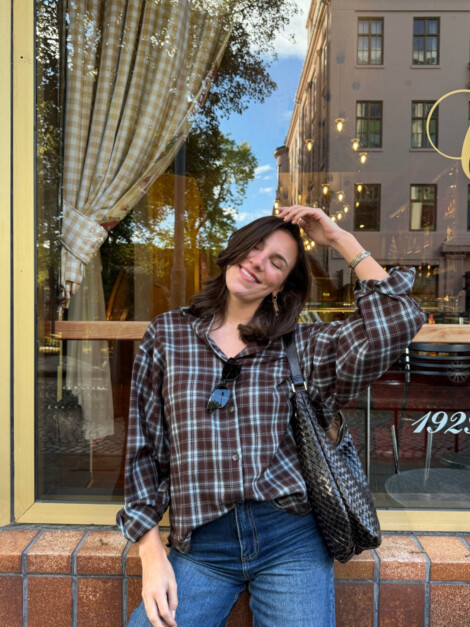 TILDE FLANNEL CHECK SHIRT COFFEE