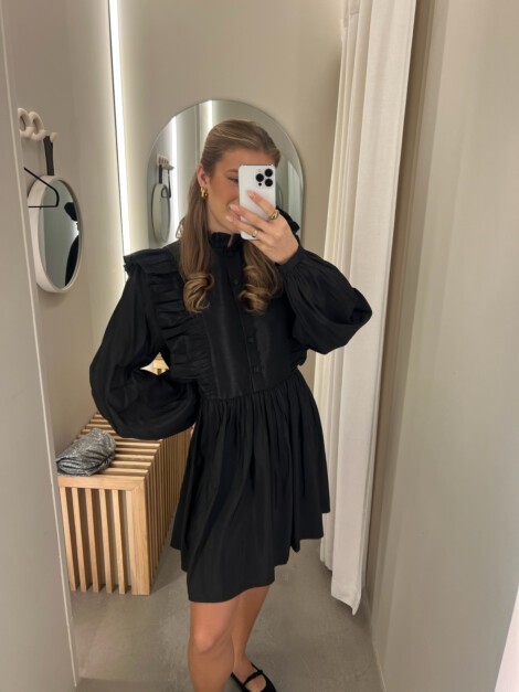 SHORT DRESS WITH RUFFLES BLACK