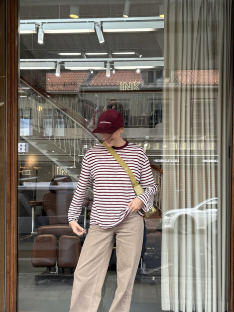 MIA STRIPE SHIRT BURGUNDY