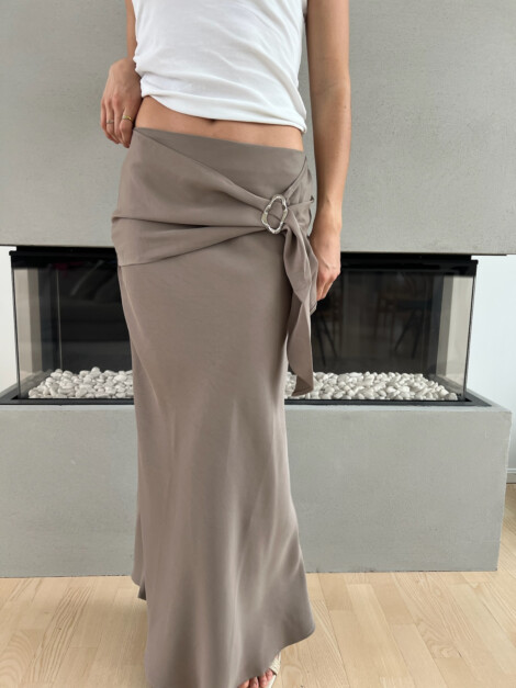 KIT DULL SATEEN SKIRT DARK TAUPE