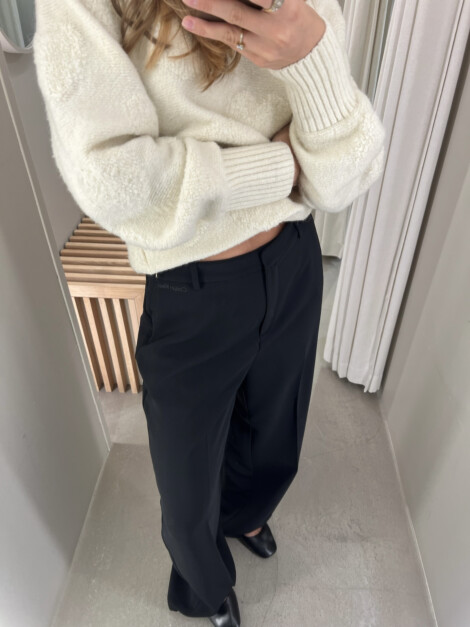 CALVIN KLEIN TRAVEL CREPE WIDE LEG BLACK