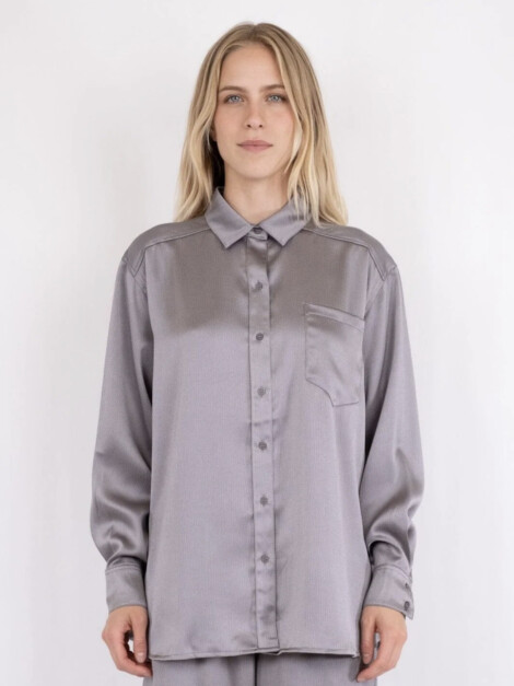 DALMA CREPE SATIN SHIRT GREY