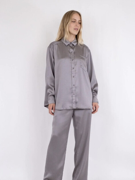 DALMA CREPE SATIN SHIRT GREY