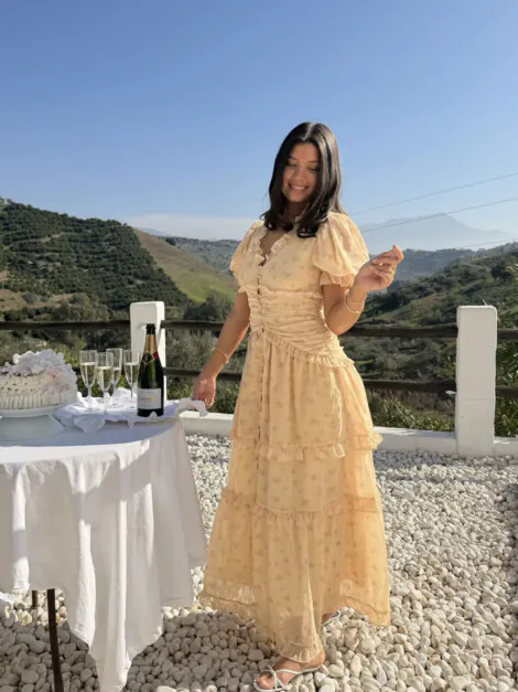 Ariel Long Dress Yellow Flower Print