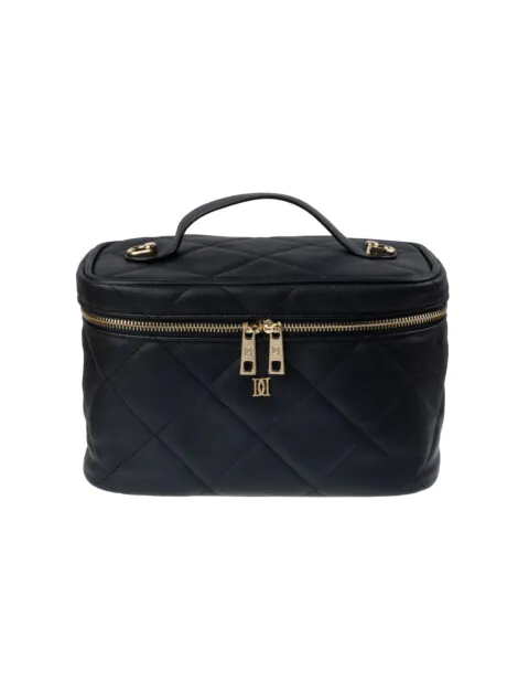 VEGAN LEATHER VANITY BAG LARGE BLACK