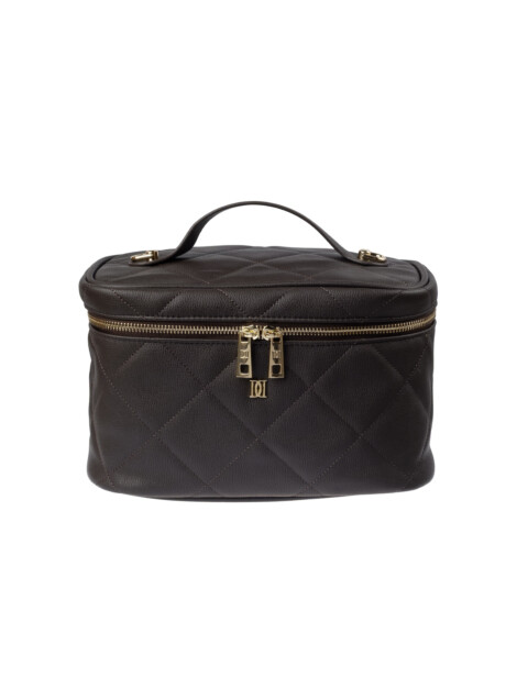 VEGAN LEATHER VANITY BAG LARGE CHOCOLATE BROWN
