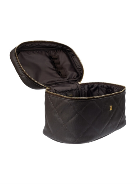 VEGAN LEATHER VANITY BAG LARGE CHOCOLATE BROWN